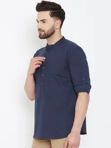 even Men Blue Woven Design Straight Kurta
