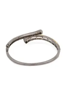 Bhana Fashion Grey & Gunmetal-Toned Rhodium-Plated Handcrafted Bangle-Style Bracelet