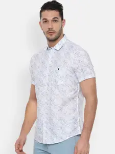 Louis Philippe Jeans Men White & Black Slim Fit Printed Casual Shirt