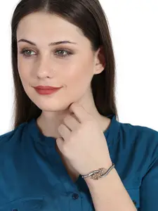 Bhana Fashion Grey & Gunmetal-Toned Rhodium-Plated Handcrafted Bangle-Style Bracelet