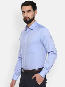 Louis Philippe Permapress Men Blue Regular Fit Solid Wrinkle Free Formal Shirt