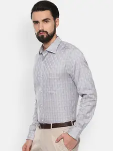 Louis Philippe Men Grey Regular Fit Checked Formal Shirt