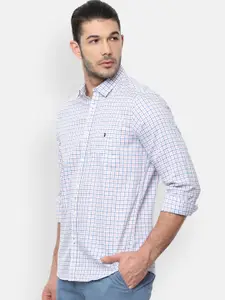 Louis Philippe Sport Men Blue & White Slim Fit Checked Casual Shirt