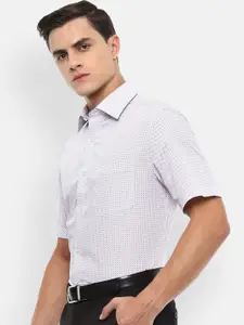Louis Philippe Men White Regular Fit Printed Formal Shirt