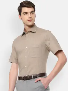 Louis Philippe Men Beige Regular Fit Self Design Formal Shirt