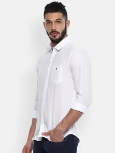Louis Philippe Sport Men White Slim Fit Printed Casual Shirt