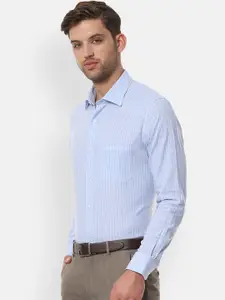 Louis Philippe Men Blue Regular Fit Striped Formal Shirt