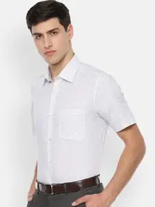 Louis Philippe Men White Regular Fit Printed Formal Shirt