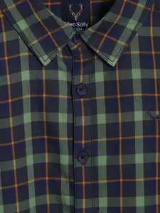 Allen Solly Junior Boys Navy Blue & Green Regular Fit Checked Casual Shirt