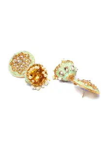 Shining Diva Sea Green & Gold-Toned Classic Jhumkas