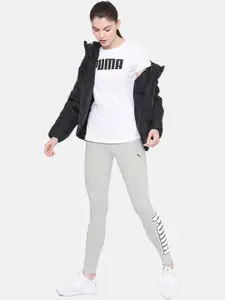 Puma Women White Printed Round Neck T-shirt