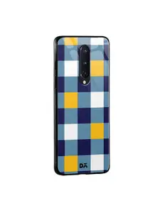 DailyObjects Blue & Yellow Quartet Checks 1 OnePlus 8 Glass Mobile Cover
