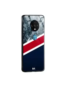 DailyObjects Navy Blue & Red Marble New England OnePlus 7T Glass Mobile Cover
