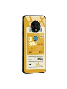 DailyObjects Mustard Yellow & White Chennai City Tag OnePlus 7T Glass Mobile Case