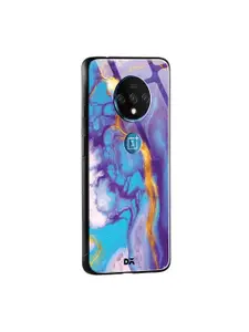 DailyObjects Purple & Blue Marble Thunder OnePlus 7T Glass Mobile Case