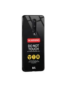 DailyObjects Black & Yellow Do Not Touch OnePlus 8 Glass Mobile Cover