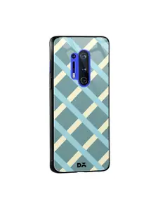 DailyObjects Teal Blue & White Diagonal Checks OnePlus 8 Pro Glass Mobile Case