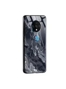 DailyObjects Black & Grey Marble OnePlus 7T Glass Mobile Case