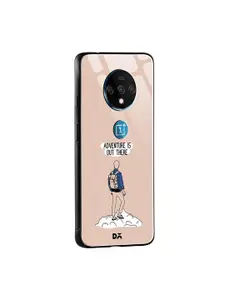 DailyObjects Brown & White Adventure Out OnePlus 7T Glass Mobile Case