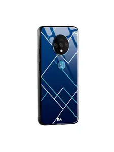 DailyObjects Blue & White Nightfall Tach Lines OnePlus 7T Glass Mobile Case