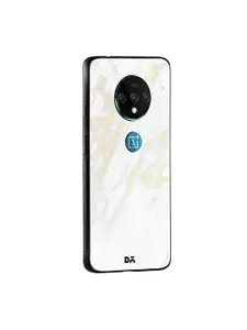 DailyObjects White & Beige Marble 2 OnePlus 7T Glass Mobile Case Cover