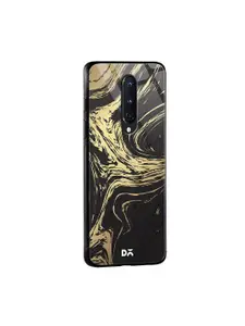 DailyObjects Black & Gold-Toned Marble Art OnePlus 8 Glass Mobile Case