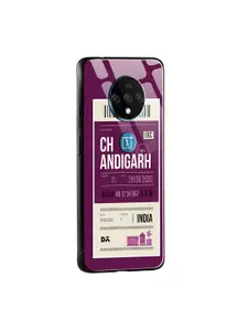 DailyObjects Magenta & Off-White Chandigarh City Tag OnePlus 7T Glass Mobile Cover