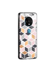 DailyObjects Pink & Grey Marble Design 49 OnePlus 7T Glass Mobile Case