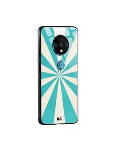 DailyObjects Turquoise Blue & Off-White Aqua Starburst OnePlus 7T Glass Mobile Case Cover