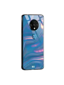 DailyObjects Teal Blue & Pink Holo Satin OnePlus 7T Glass Mobile Case