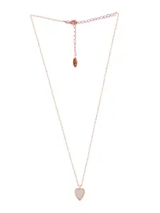 AQUASTREET Rose Gold-Plated Black & Off-White Reversible Heart-Shaped Pendant with Chain