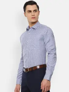 Louis Philippe Men Lavender & Green Slim Fit Checked Formal Shirt