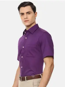 Louis Philippe Men Purple & Navy Blue Regular Fit Striped Formal Shirt