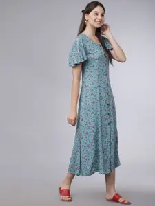 Tokyo Talkies Women Blue Printed Maxi Dress