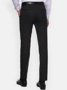 Van Heusen Men Black Slim Fit Solid Formal Trousers