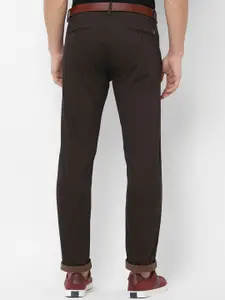Allen Solly Men Brown Slim Fit Self Design Regular Trousers