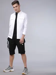 HIGHLANDER Men White Slim Fit Solid Casual Shirt