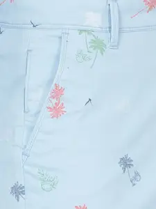 t-base Men Blue Printed Slim Fit Chino Shorts