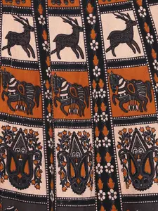 SOUNDARYA Women Beige & Charcoal Grey Printed Wrap-Around Maxi Skirt