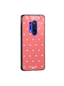 DailyObjects Coral & White Blush Hearts OnePlus 8 Pro Glass Mobile Case