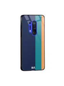 DailyObjects Navy Blue & Orange Vertical OnePlus 8 Pro Glass Mobile Case