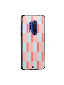 DailyObjects Peach-Coloured & Blue Dual Blush Checks OnePlus 8 Pro Glass Mobile Case