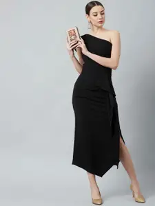 Athena Women Black Solid Fit and Flare Dress