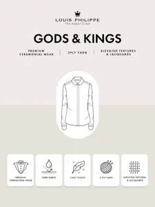 Louis Philippe Men Blue & White Regular Fit Self Design Formal Shirt