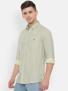 Louis Philippe Sport Men Yellow Slim Fit Printed Casual Shirt