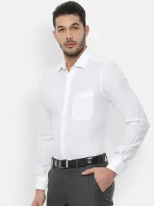 Louis Philippe Men White Regular Fit Solid Formal Shirt