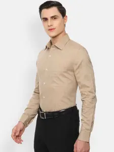 Louis Philippe Men Beige Regular Fit Self Design Formal Shirt