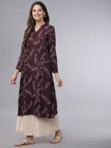 Vishudh Women Brown Printed A-Line Kurta