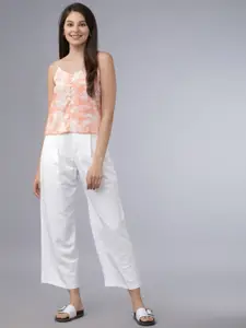 Tokyo Talkies Women Peach-Coloured Dyed Top