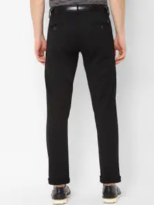 Allen Solly Men Black Tapered Fit Solid Regular Trousers